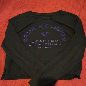 True Religion sparkle lurex cropped sweatshirt